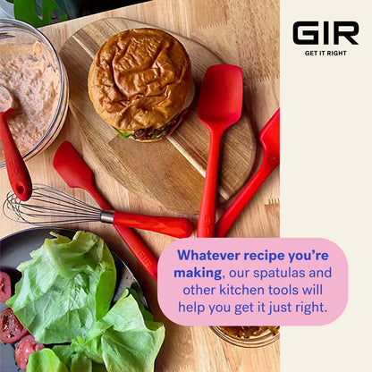 GIR: Get It Right Silicone Spatula - 11-Inch Red Skinny Jar Spatula - Heat Resistant & Nonstick Fiberglass Core -Flexible Kitchen Tool