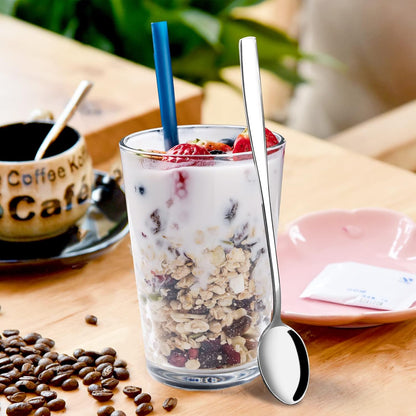 Stainless Steel Long Handle Iced Cream Tea Spoon, Set of 12