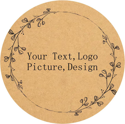 Custom Stickers Kraft Paper Labels Personalized Withe Text, Business Logo Customized Food Jars Labels Bakery Label Sticker Package Favor Canning Circle 100pcs (Style 5)