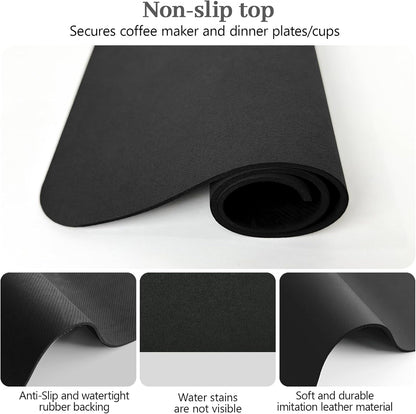 Bloss Coffee Mat 24"x16", Dish Drying Mat for Multiple Usage, Mat for Coffee Bar, Kitchen Counter Mat, Absorbent Hide Stain Rubber Backed Dish Drying Pad - Black