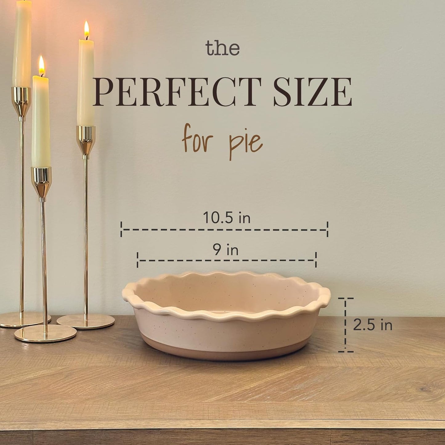 Mora Modern Farmhouse Style Ceramic Pie Pan - Deep and Fluted Dish - 9 Inch - Baking Pies: Apple, Quiche, Pot Pies, Tart