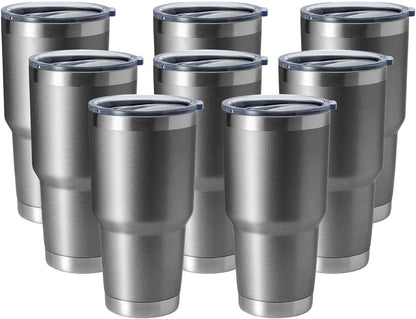 HASLE OUTFITTERS 30oz Stainless Steel Tumbler, Double Wall Vacuum Insulated Travel Mug Tumbler, Durable Insulated Coffee Mug, Gift Box Set (Grey, 8)