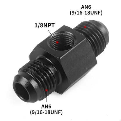 Universal 0-100psi Fuel Pressure Gauge 1/8" NPT Oil Press Gauge with 6AN Male to 6AN Male Fuel Pressure Fitting Adapter