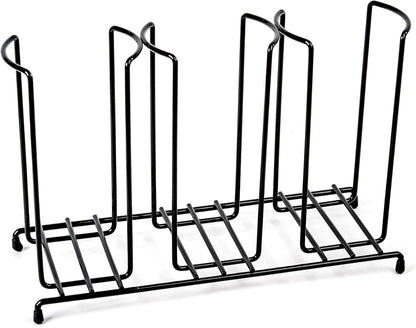 Wire Frame Cup and Lid Organizer, 3 Compartment Metal Rack Design Storage Holder for Plastic, Coffee Beverage Cups