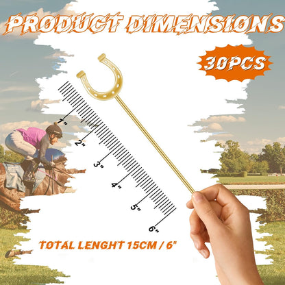 6 Inch Derby Drink Plastic Stirrers Swizzle Sticks for Cocktails Coffee Reusable U Shaped Horseshoe Drink Stirrers for Coffee Beverage Party Bar Weddings Events(Gold,30 Pcs)