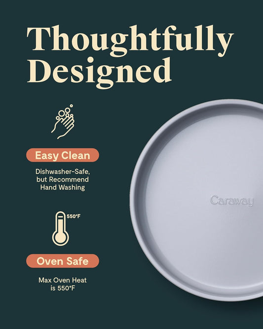 Caraway Non-Stick Ceramic 9” Circle Pans - Naturally Slick Ceramic Coating - Non-Toxic, PTFE & PFOA Free - Perfect for Birthday Cakes, Tartes, & More - White