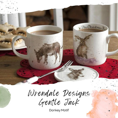Royal Worcester Wrendale Designs 14 oz Mug, Gentle Jack - Fine Bone China with Donkey Motif - Woodland Themed Tea Mug for Cozy Cottagecore Homes - Safe Ceramic Drinkware for Daily Use