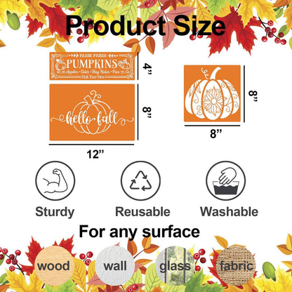 Fall Stencils for Painting on Wood Pumpkin Stencil Reusable Autumn DIY Crafts Stencils for Door Mats Porch Hanger Fabrics Decor