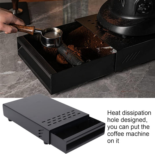 Stainless Steel Coffee Knock Box Drawer With Non Slip Feet, Rubber Lever Coffee Machine Drawer For Household Shop Knockbox With Drawer Coffee Knockout Drawer(Black)