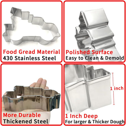 Christmas Ornament Cookie Cutters 8Pcs, Large Cookie Cutters Sturdy Stainless Steel Fondant Dough Cutters for Baking Christmas Decoration