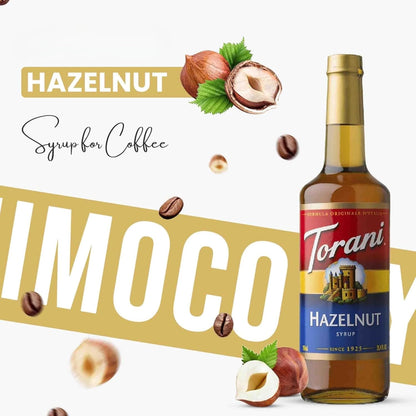 Jimoco® Syrup Pump Dispenser + Torani® Hazelnut Syrup, 25.4 oz - Coffee Syrup Pump & Flavoring Bundle