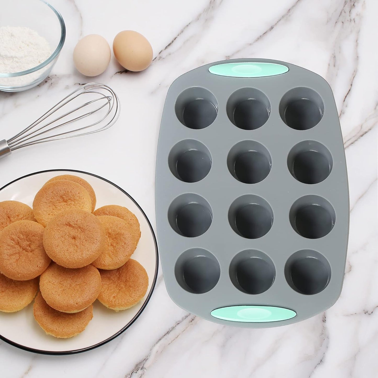 To encounter 30 in 1 Silicone Baking Set - 10 Silicone Baking Cake Pan, Baking Sheet, Donut Molds, Muffin Pan with Measuring Cups and Spoons Set