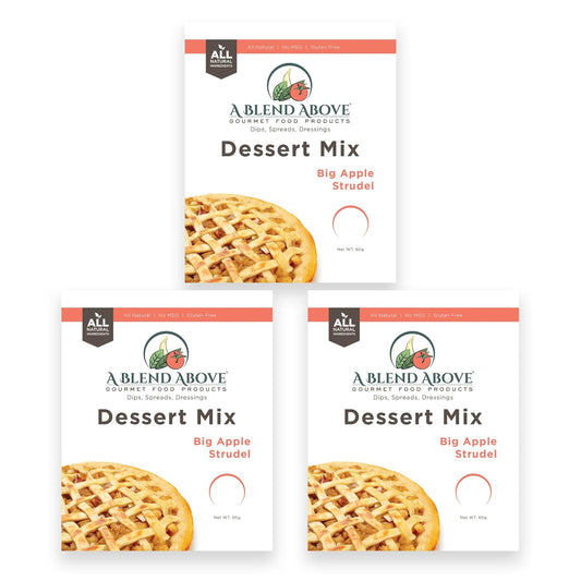 A Blend Above Big Apple Strudel No-Bake Dessert Mix, 3 Pack, No-Bake Cheesecake, Fruit Dip, Dessert Mix, Bagel Topping, Frosting, Cheesecake Filling, Quick and Easy to Make, Makes 16 Ounces, Cream
