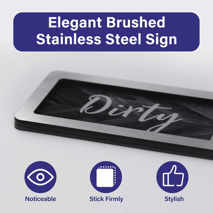 Dishwasher Clean Dirty Sign-Dishwasher Magnet Stainless Steel Clean Dirty Sign for Kitchen Organization Farmhouse Optional Adhesive Stickers