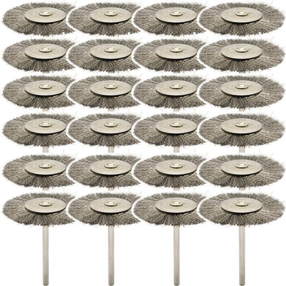 20PCS T-shaped Wire Brushes - Metal Rust Removal, Polishing, Cleaning - 38mm Diameter, 3mm Shaft - Removes Burrs, Dust, and Oxide Layer - Handles Rough Surfaces - Designed for Industrial and DIY Use