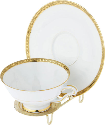 Bard's Ornate Shiny Gold-toned Cup and Saucer Stand, 3" H x 2.75" W x 4" D
