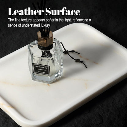 Koville Marble Tray, 12"x8" Marble Vanity Tray for Bathroom Kitchen Countertop, Rectangular Stone Tray for Cosmetics Perfume Trinket, Decorative Catchall Trays (Golden Calacatta)