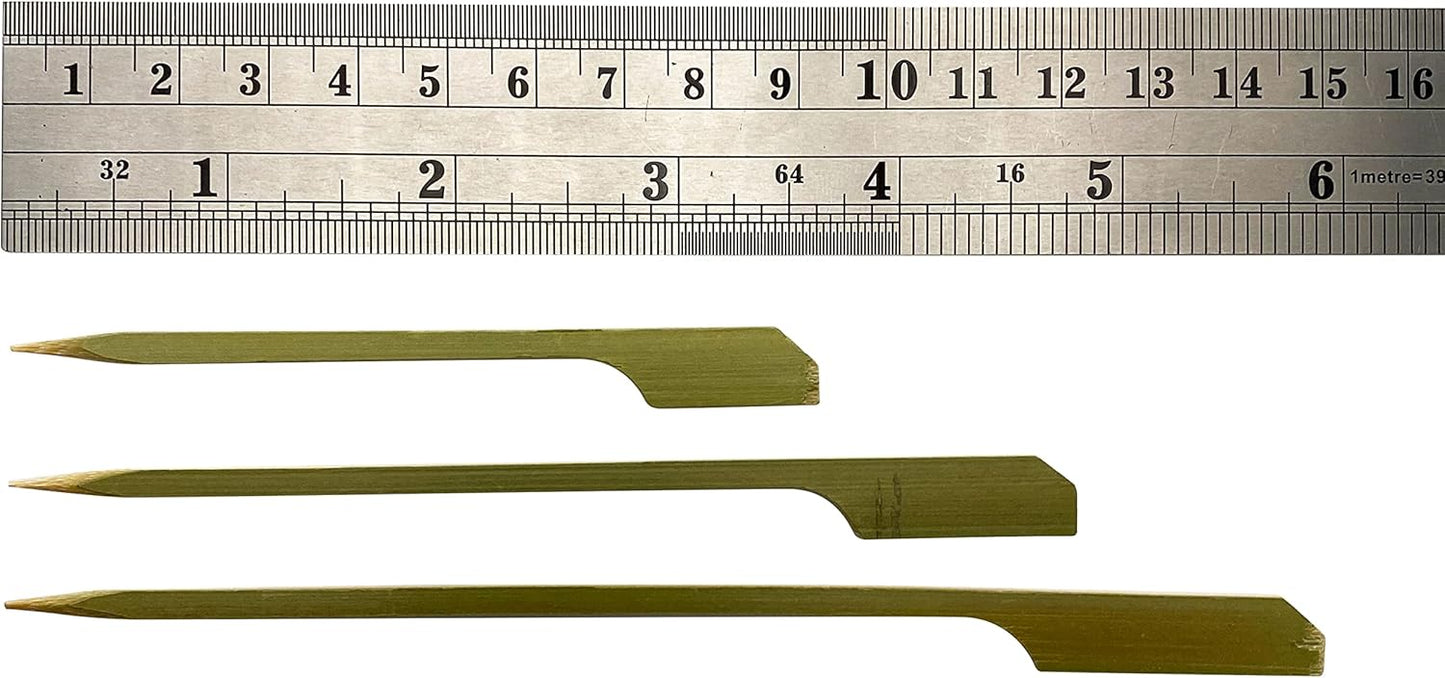 500 Count | KingSeal Natural Green Bamboo Wood Paddle Picks, Skewers for Appetizers and Cocktails, 3.5 Inches, Bulk Pack - 5 Packs of 100
