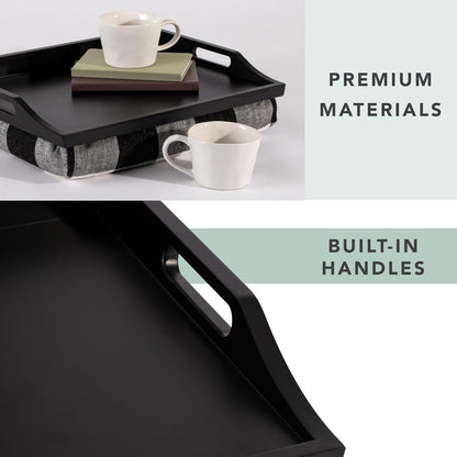 ROSSIE HOME Wood Bed Tray Lap Desk with Detachable Cushion, Serving Tray - Buffalo Check - Fits up to 15.6 Inch Laptops - Style No. 76108