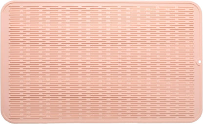 Silicone Dish Drying Mat for Multiple Usage,Easy clean,Eco-friendly,Heat-resistant Silicone Mat for Kitchen Counter or Sink,Refrigerator or Drawer Liner Pink 3XL 28 inches x 18 inches