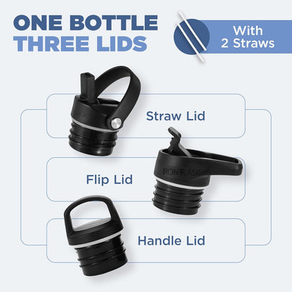 IRON °FLASK Camping & Hiking Hydration Canteens - 3 Lids (Narrow Straw Lid) Leak Proof Vacuum Insulated Stainless Steel - Hot & Cold Double Walled Sports Water Bottle - Aurora, 32 Oz