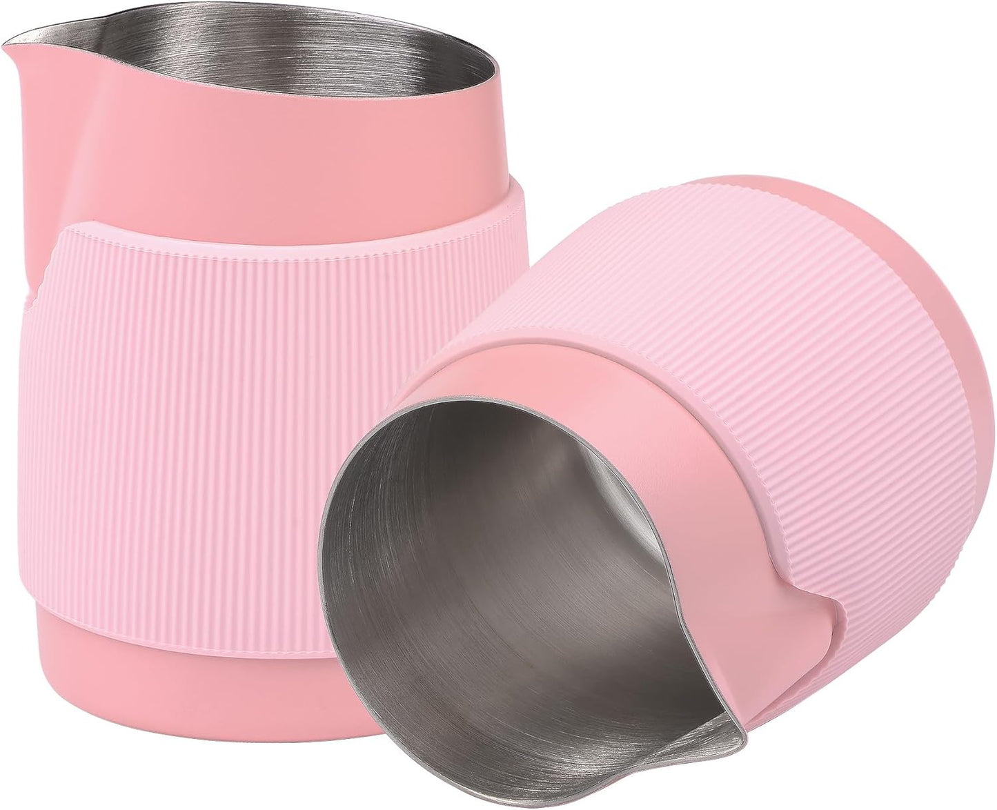 Normcore Handleless Milk Frothing Jug, Pitcher 15.2 oz, Frother Steamer Cup Stainless Steel Espresso Cup, Sharp Spout, Pink, 450 ml