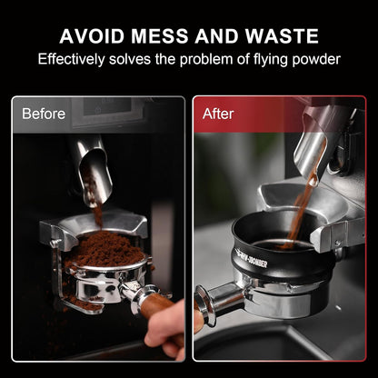 MHW-3BOMBER 53mm Espresso Dosing Funnel & Puck Screen Set, Magnetic Dosing Rring & Reusable Filter kit Compatible with 53mm Bottomless Portafilter, Coffee Dosing Ring with Eppresso Puck DR7014-OS