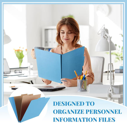 12 Pcs Classification Folders Letter Size, Back to School Supply for Teacher, Student, 2 Pocket Dividers Pressboard File Folder Bulk with 2 Fasteners, 2 in Expanding File Organizer (Blue)