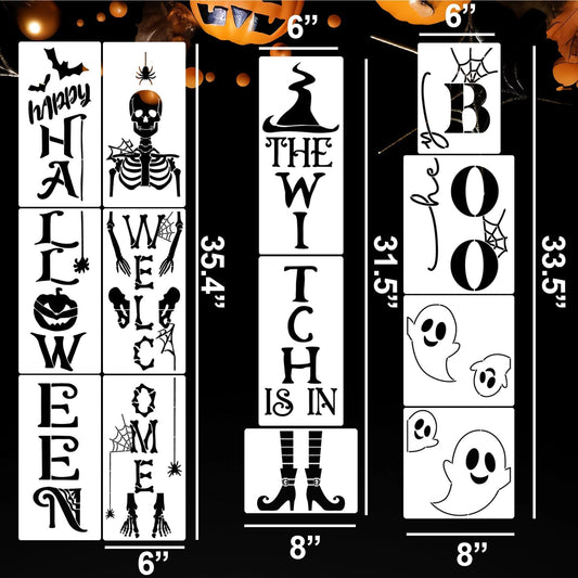 Halloween Stencils for Porch Sign Large Skeleton Boo Stencils Witch Ghost Drawing Templates for Porch Wood Sign Decor