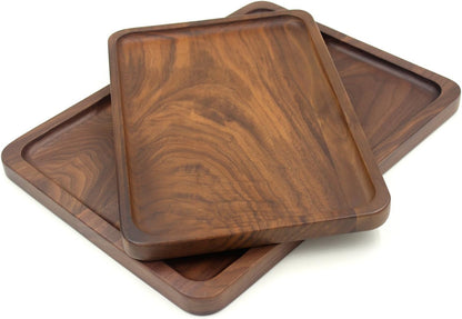 Bamber Wood Serving Tray Wooden Decorative Coffee Tea Platter Black Walnut 13.4 x 9 Inches