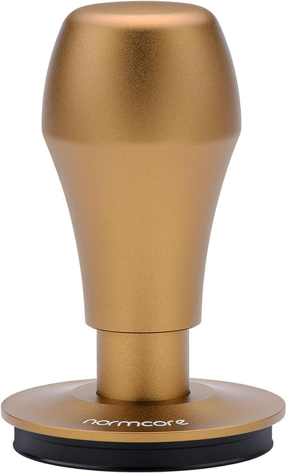 Normcore 58.5mm Coffee Tamper V4, Espresso Barista Hand Tamper, Spring Loaded Tamper With Titanium PVD Coating Flat Base, Bronze Anodized Aluminum Handle, Compatible with 58mm Espresso Machine
