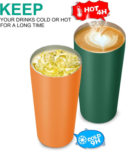 VEGOND 20oz Tumbler Stainless Steel Tumbler with Lid And Straw Vacuum Insulated Double Wall Travel Coffee Mug(dark green package 6)