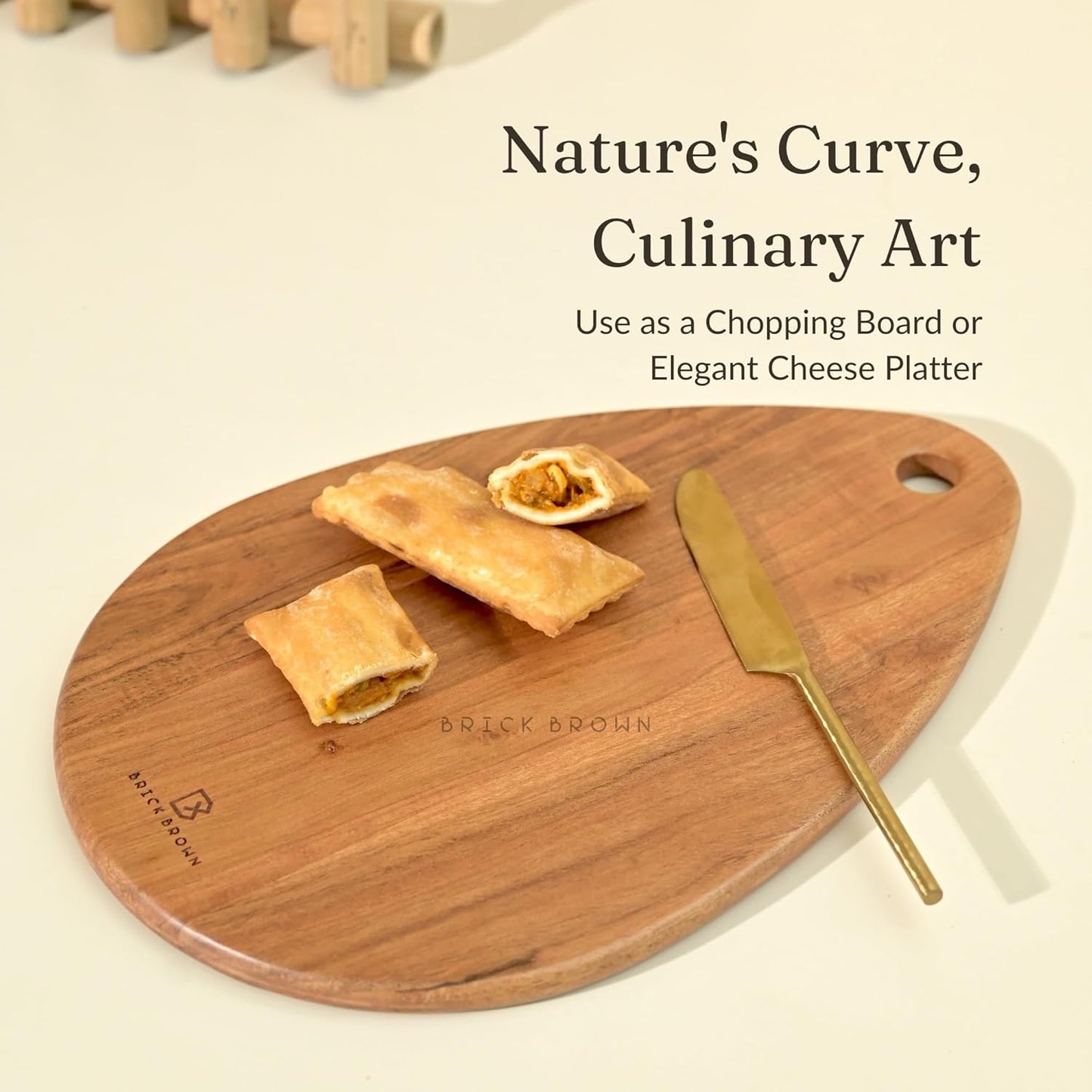 Premium Handcrafted Wood Cutting Board and Chopping Board for Meat, Cheese Board, Vegetables, Bread, and Charcuterie - Decorative Wooden Serving Board(15.5x11.0 Inch)