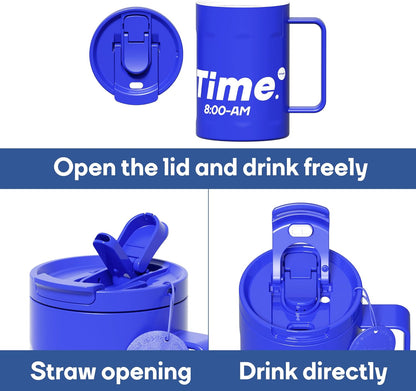 Sidagar+ 18 OZ z Stainless Steel Insulated Coffee Mug with Handle and Lid, Double Wall Vacuum Travel Mug, Tumbler Cup with Sliding Lid, Resuable Insulated Coffee Tumbler, Blue