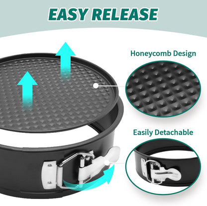 SHIKORI Cake Pan Set for Baking, Non-Stick Springform Pans Set of 4 (4, 7, 9 10 inch), Round Cheesecake Pan, Leak-Proof Cake Pans with Removable Bottom-Heart 4 Pcs