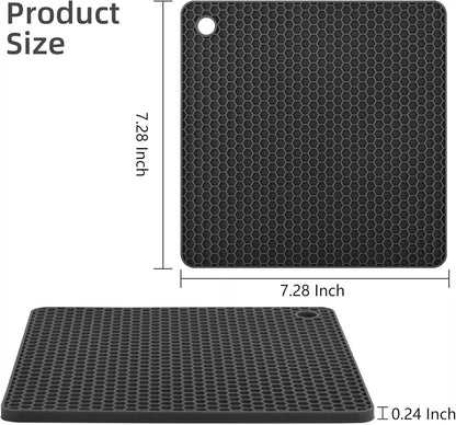 Silicone Trivets Mats, Hot Pads for Pot Holder, Square Trivets for Dishes, Pots and Pans, Multi-Purpose Kitchen Counter Pads, Non-Slip Heat Resistant Mats Set 4 Purple