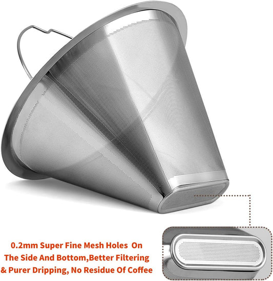 #4 Reusable Permanent Cone Coffee Filters, 8~12 Cup Size 4 Coffee Filters, Perfect Fit for Cuisinart Hamilton Beach Coffee Maker Filter, Replace Cuisinart GTF Gold Tone Coffee Filters