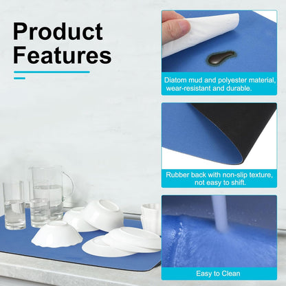 uxcell Silicone Mats for Kitchen Counter, 35.4" x 23.6" Non-Slip Countertop Protector Mat Heat Resistant Coffee Mat Waterproof Table Placemat, Blue