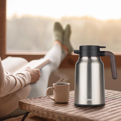 Vondior Coffee Carafe 51oz - 36 Hours Thermal Coffee Thermos- Insulated 304 Stainless Steel Hot Beverage Dispenser - Coffee Carafes For Keeping Hot/Cold Coffee, Tea, Water, Drink Dispenser for Parties