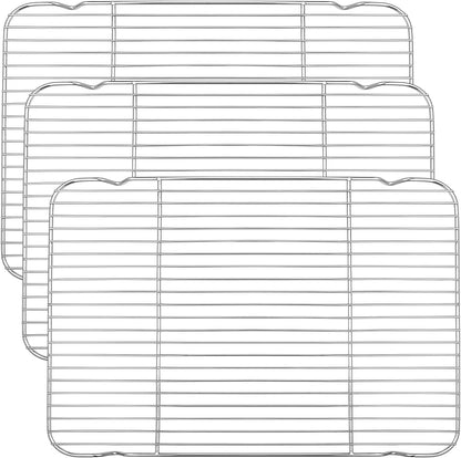 Baking Cooling Rack Set of 3, P&P CHEF Stainless Steel Cooking Roasting Drying Wire Racks, 16.6” x 11.6” Inches to Fit Half Sheet Pan, Non-toxic & Durable, Oven & Dishwasher Safe