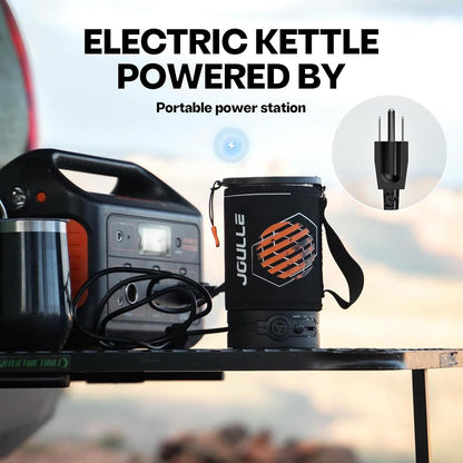 Joulle Kettle Pot, Portable Electric Kettle for Car and Truck, 500 W Small Travel Water Boiler, Non-propane Outdoor Electric Camping Stove, Camping Cooking Gear for Ev, Ov, Rv Trip