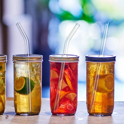 8-Pack Reusable Glass Straw,Size 8.5''x10 MM,Including 4 Straight and 4 Bent with 2 Cleaning Brush- Perfect For Smoothies, Tea, Juice