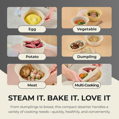 48oz Platinum Silicone 3 Compartmented Microwave Steamer Pot with Handle & Lid - Korean 100% Food-Grade Steamer Bowl, Heat-Resistant Cooker with Steam Holes, Easy Clean, Dishwasher Safe, Yellow