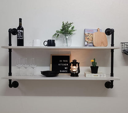 Floating Shelves for Wall Bookshelf Industrial Pipe Shelving Shelves Natural Wood Planks 48 inch Rustic Wall Shelves Hanging Bookshelves Farmhouse Kitchen Shelving