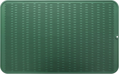 Silicone Dish Drying Mat for Multiple Usage,Easy clean,Eco-friendly,Heat-resistant Silicone Mat for Kitchen Counter or Sink,Refrigerator or Drawer Liner Green 3XL 28 inches x 18 inches