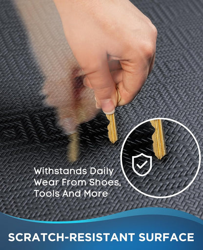 Ophanie Anti Fatigue Cushioned Mat, 3/4 inch Thick, 20 x 48 Kitchen Mats for Floor, Kitchen Rugs, Waterproof, Comfort Ergonomic Standing Mat for Office, Home, Standing, Black Non-Slip Ridged Bottom