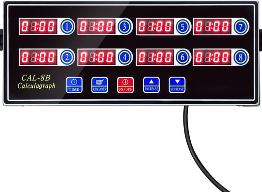 Commercial 8 Channel Kitchen Timer Digital Restaurant Timers Professional Loud Alarm Cooking Reminder for Food Truck Fryer Bakery Pizza Coffee Heavy Duty