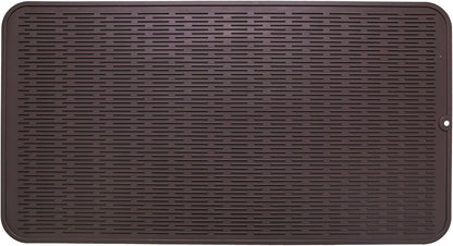 Silicone Dish Drying Mat for Multiple Usage,Easy clean,Eco-friendly,Heat-resistant Silicone Mat for Kitchen Counter or Sink,Refrigerator or Drawer Liner Coffee 4XL 32 inches x 18 inches