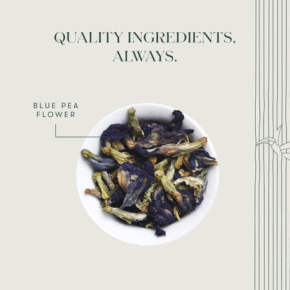 Luxmi Estates Butterfly Pea Flower Organic Blue Pea Flower Tea (50 Tea Bags) Caffeine Free Tea Bags For Relaxing, Calming, and Stress Relief, With Certified Herbal Tea