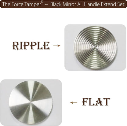 The Force Tamper Automatic Impact Coffee Tamper Adjustable Const Pressure and Autoleveling Extend Set New (Jelly-Black Mirror AL, 58.35mm)